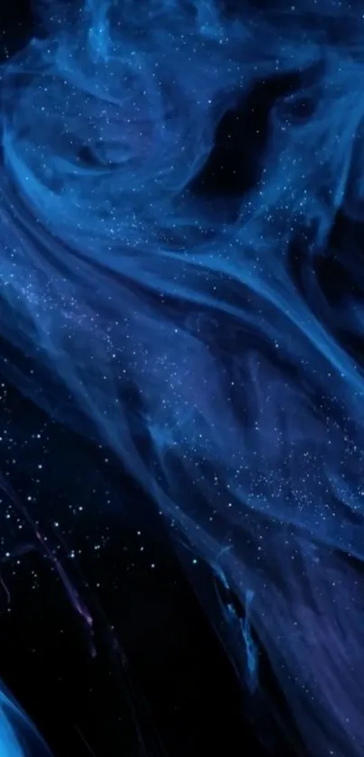 Ethereal blue nebula with stars, cosmic mobile wallpaper.