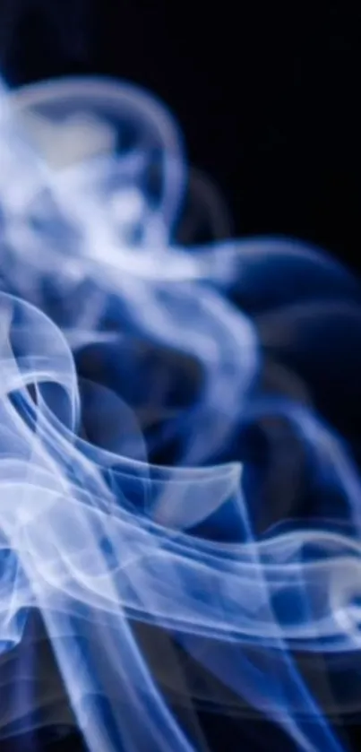 Ethereal blue smoke art on dark background, perfect for mobile wallpaper.