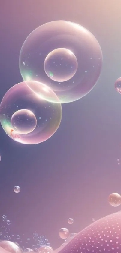 Ethereal mobile wallpaper with floating bubbles and soft pastels.