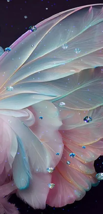 Mobile wallpaper of ethereal butterfly wings in pastel hues.