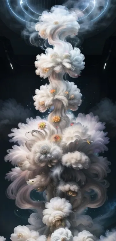 Ethereal cloud art with glowing accents for mobile wallpaper.