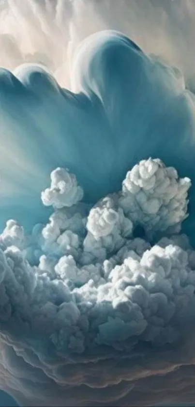 Blue and white cloud formation art wallpaper.