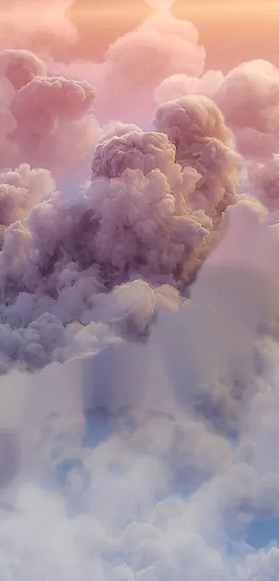 Ethereal clouds in soft pink and blue at sunset