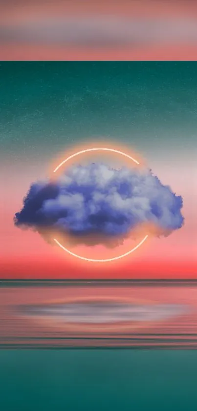 Surreal cloud in glowing dusk colors mobile wallpaper.