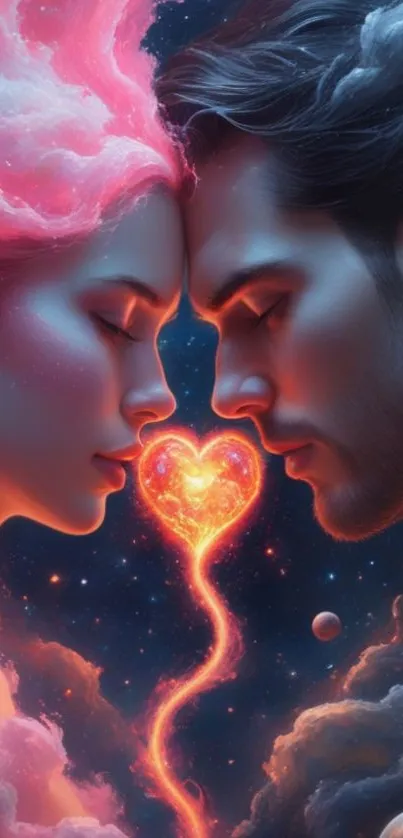 Ethereal cosmic love artwork with celestial elements.
