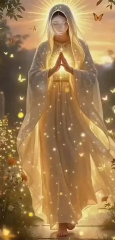 Ethereal divine figure surrounded by butterflies.
