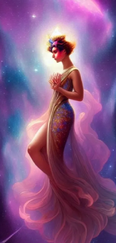 Ethereal fantasy artwork with vibrant colors and celestial glow.