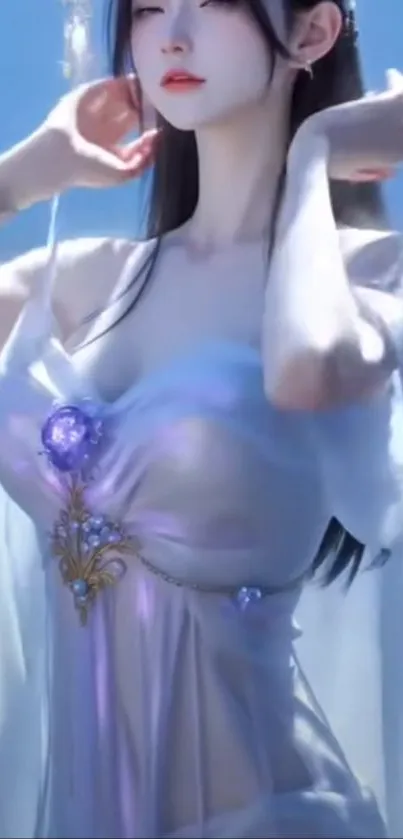 Ethereal fantasy character in flowing attire