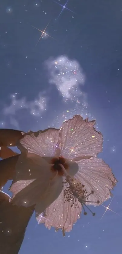 Ethereal flower silhouette with a starry night backdrop.