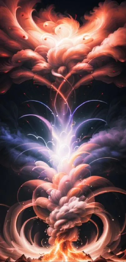 Ethereal cosmic explosion wallpaper with swirling bright clouds.