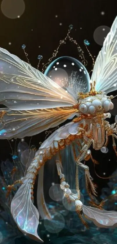 Ethereal fantasy insect artwork for mobile wallpaper.