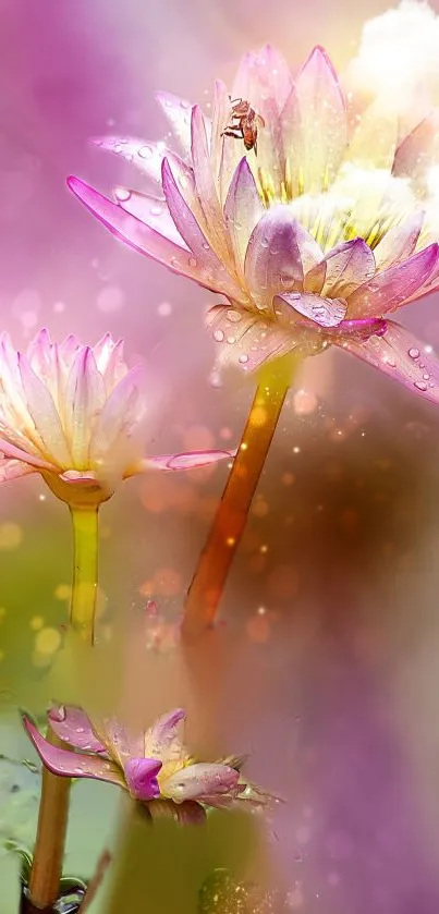 Ethereal artwork of a lotus flower with pastel colors and a fantasy touch.