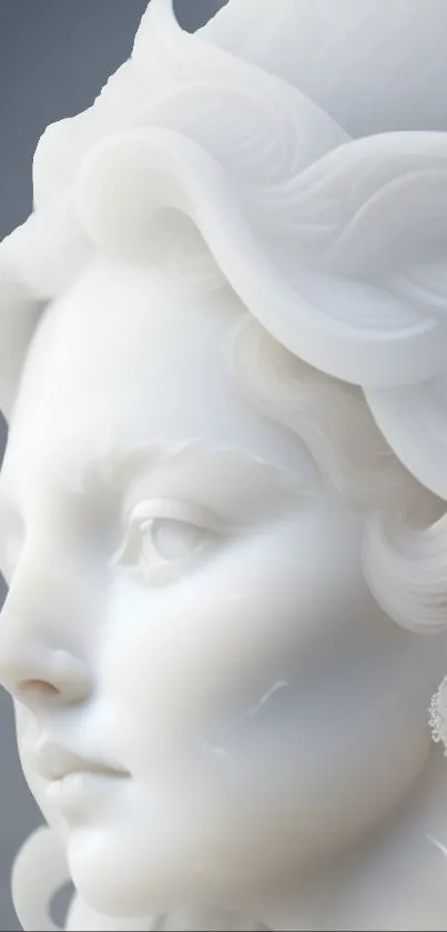 Elegant marble sculpture face with intricate details and an ethereal charm.