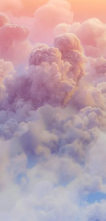 Ethereal pastel clouds creating a serene and dreamy mobile wallpaper.