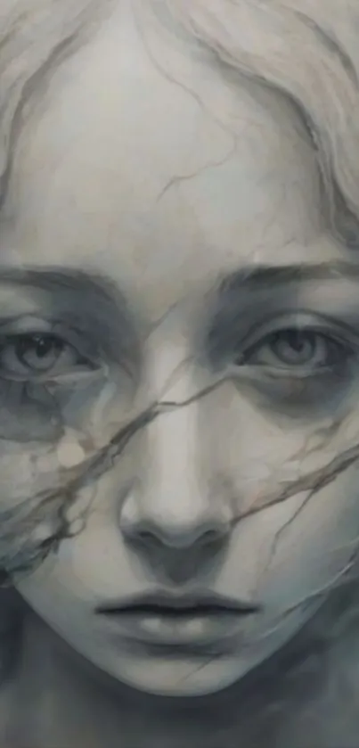 Ethereal and mystical face wallpaper design.