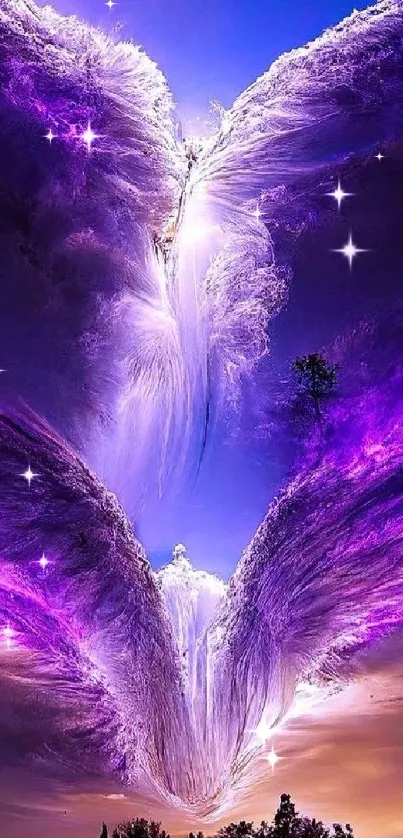 Ethereal purple clouds in a dramatic sky mobile wallpaper.