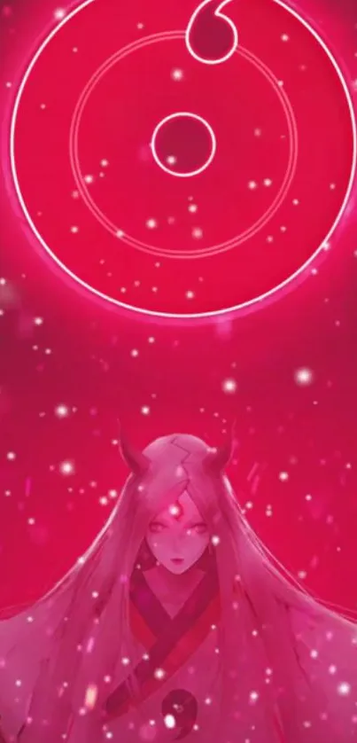 Anime wallpaper featuring mystical character in red glowing hues.