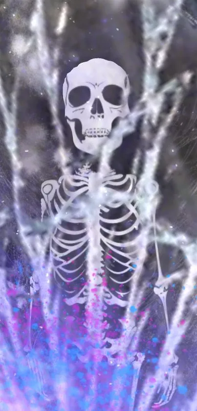 Ethereal skeleton art in mystical design.