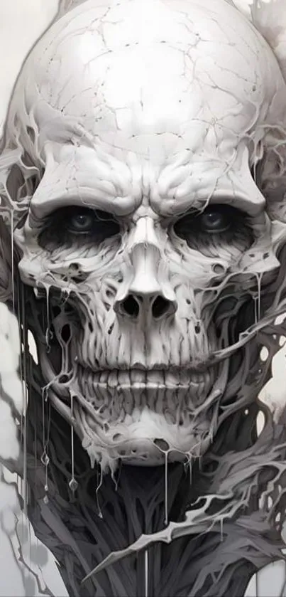 Ethereal skull design in abstract art with flowing, intricate details.