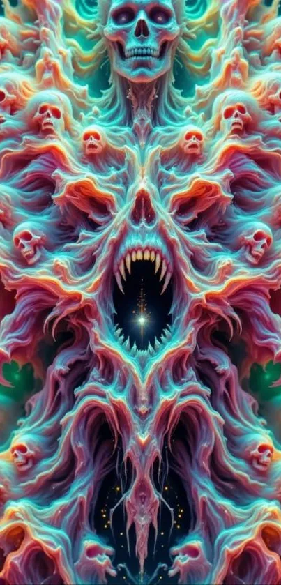 Ethereal skull abstract art wallpaper for mobile device.