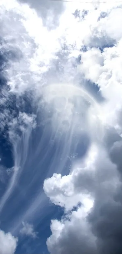 Ethereal sky wallpaper with fluffy clouds.