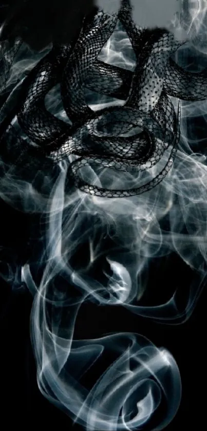 Intricate smoky black and white mobile wallpaper with abstract snake design.