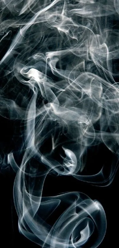 Ethereal white smoke art against a dark background.