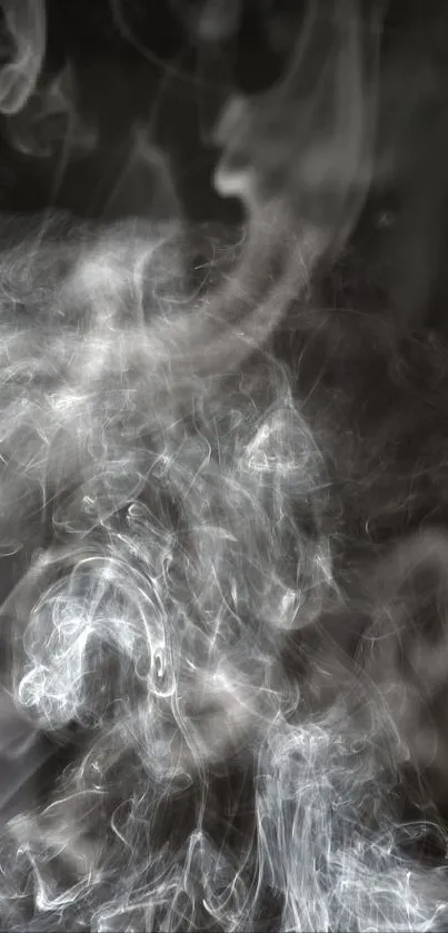 Ethereal smoke swirls on a black background mobile wallpaper.