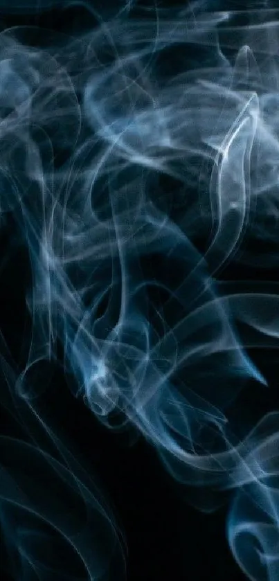 Abstract blue smoke on a black background wallpaper.