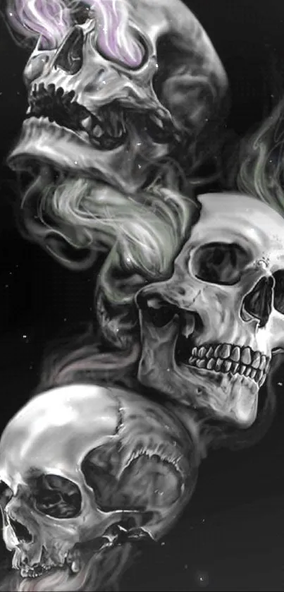 Ethereal smoky skull art with dark background.