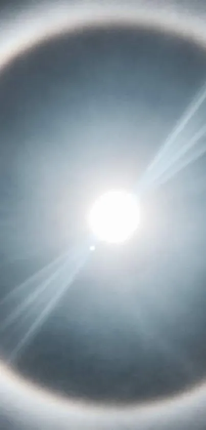 Ethereal solar halo in a blue sky