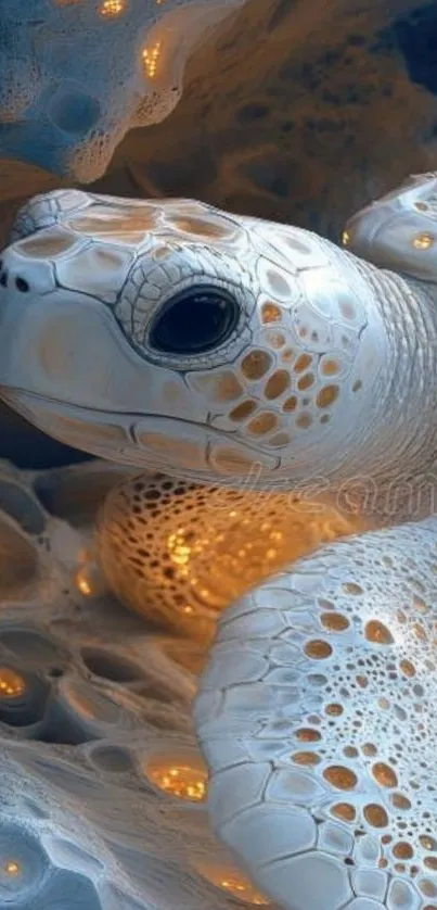 Ethereal turtle with glowing patterns in digital art.