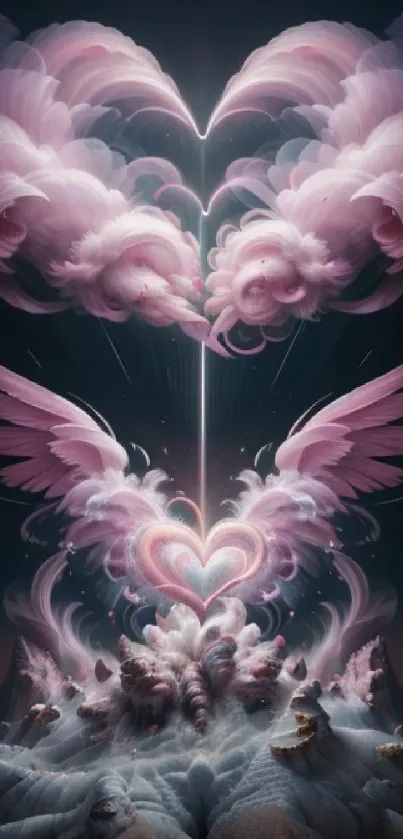 Ethereal heart with wings in digital fantasy art.