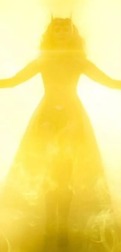 Ethereal yellow phantom figure glowing in mystical light.