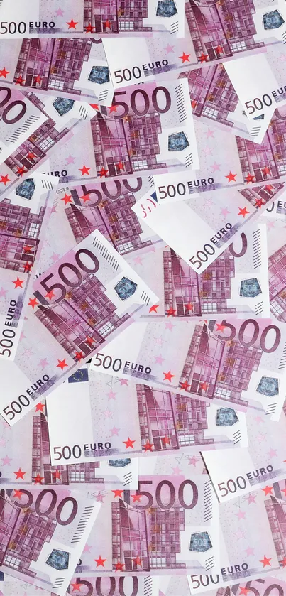 Mobile wallpaper featuring 500 Euro banknotes in a stylish pattern.