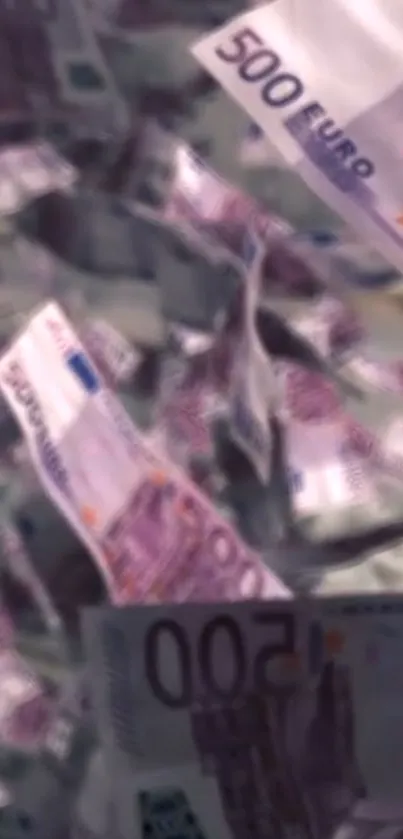 Euro banknotes falling, creating a dynamic and captivating mobile wallpaper.