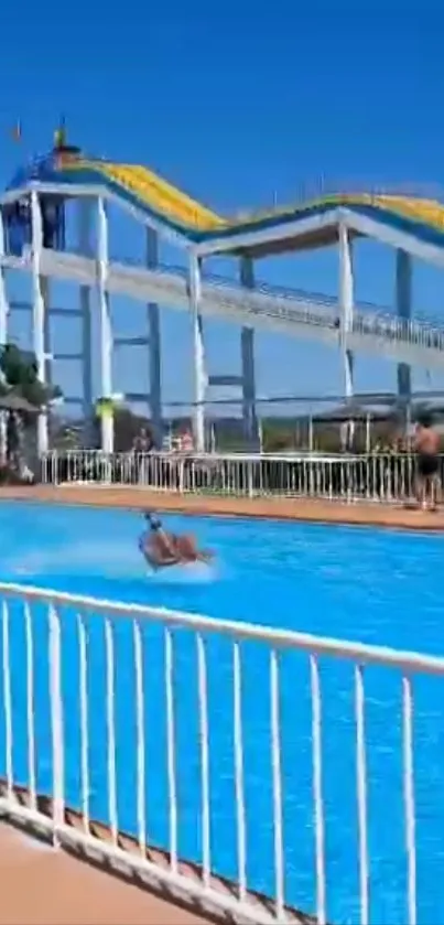 A thrilling water park slide on a sunny day, perfect for summer fun.