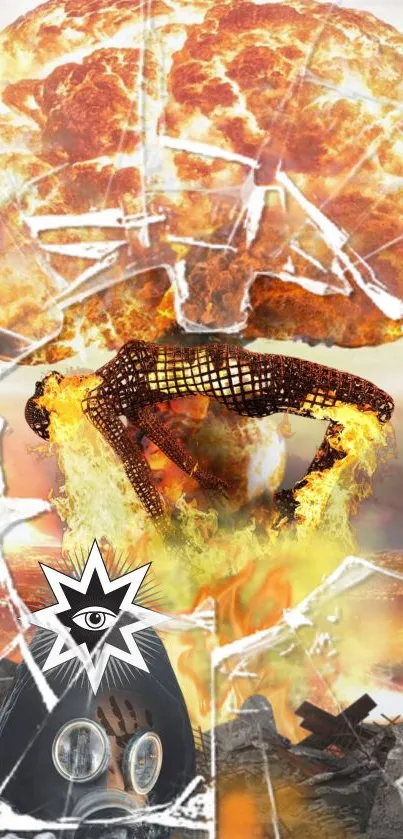 Explosive fiery artistic mobile wallpaper design.