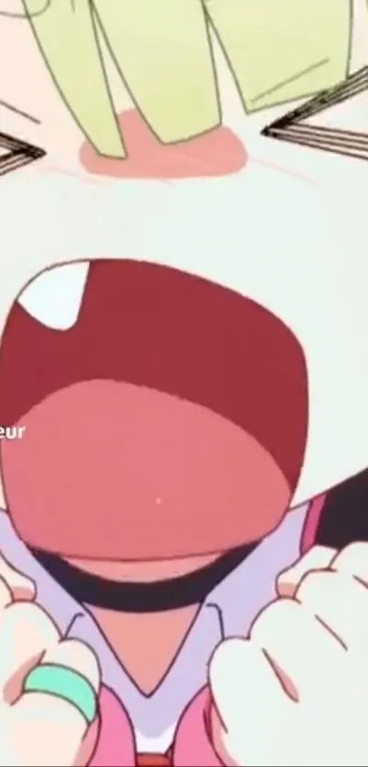 Anime character with vibrant expression in mobile wallpaper.