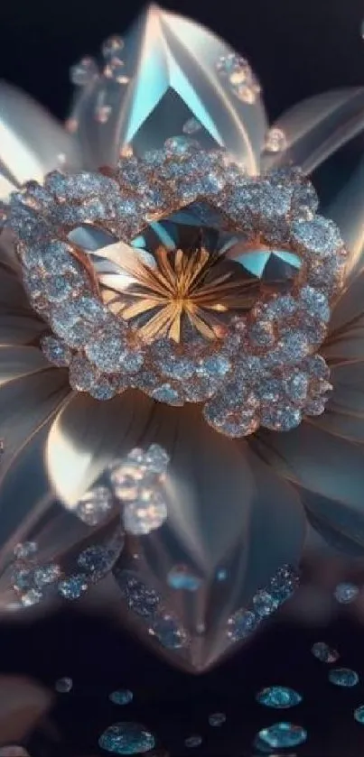 Stunning gemstone flower with crystal accents on a mobile wallpaper.