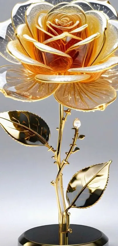 Mobile wallpaper featuring a stunning gold rose design with glossy petals.