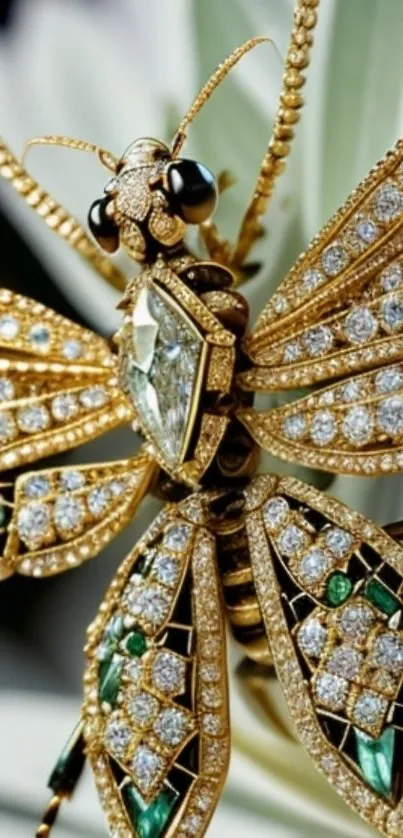 Jewel-encrusted butterfly art piece.