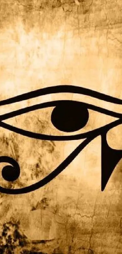 Eye of Horus on a textured brown background wallpaper.