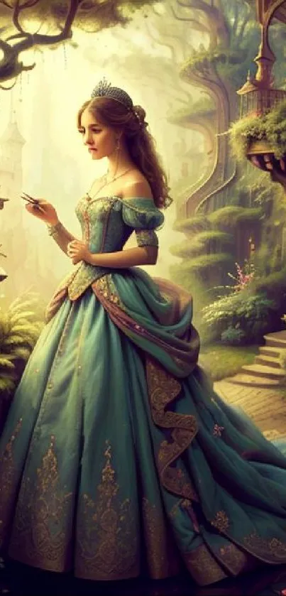 Fantasy princess in a magical garden setting.