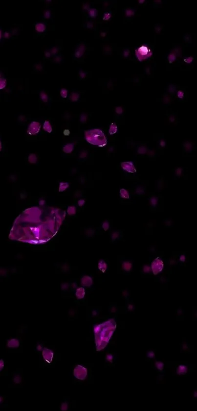 Falling rubies on a dark black background.