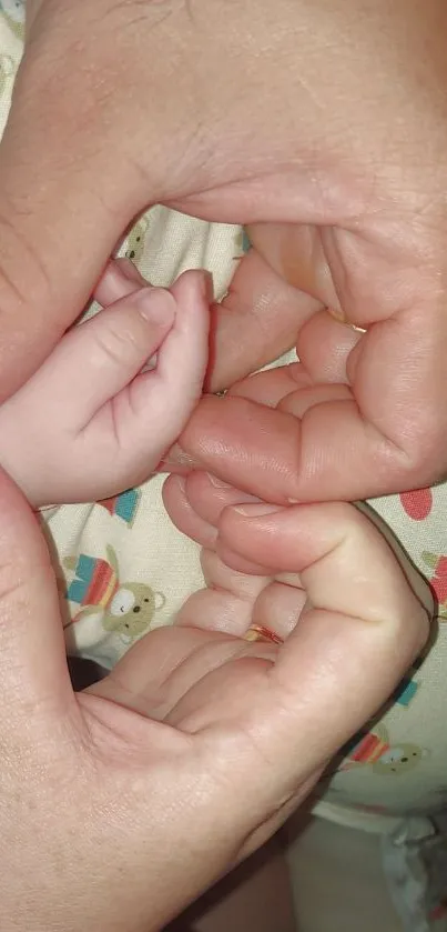 Family hands creating a heart shape, symbolizing love and connection.