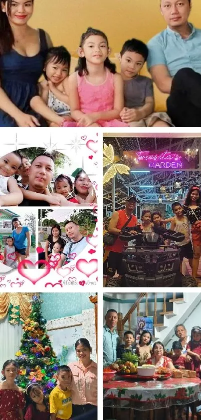 A collage of family moments at home.