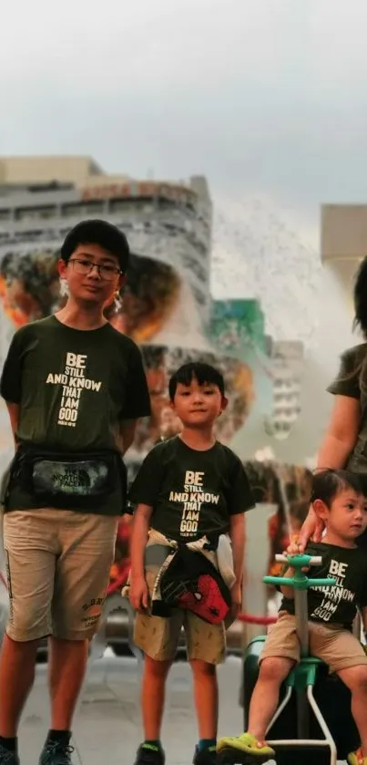 Family enjoying a day at a famous city landmark, symbolizing urban adventure.