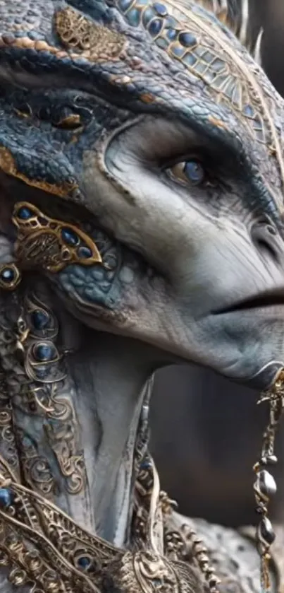 Fantasy alien portrait with intricate detail.