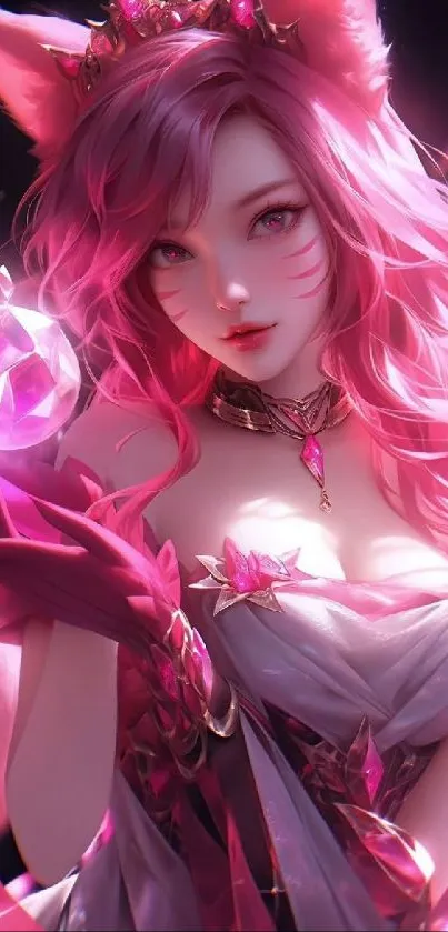 Anime fantasy character with pink colors.